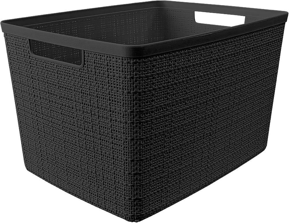Curver Set of 4 Large 20L Jute Decorative Plastic Organization and Storage Ba...