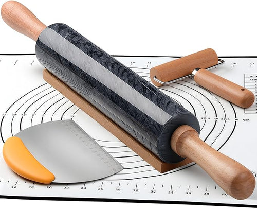 18.5 inches Marble Rolling Pin, Large Non-Stick Dough Roller, by aisiming