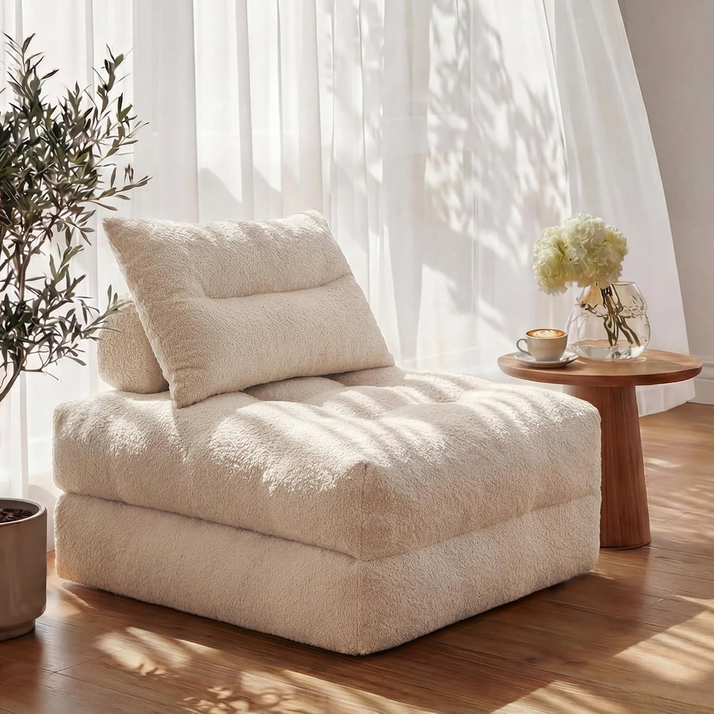 MONVANE 3-in-1 Folding Sofa Bed, Convertible Sleeper Chair Bed, Beige