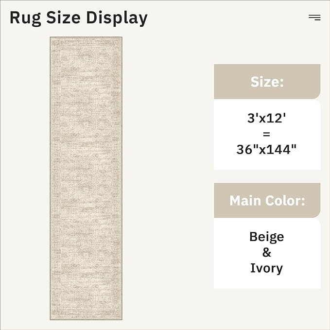 Runner Rug 3x12 Washable Non-Slip Hallway Runner Rugs - Image 5