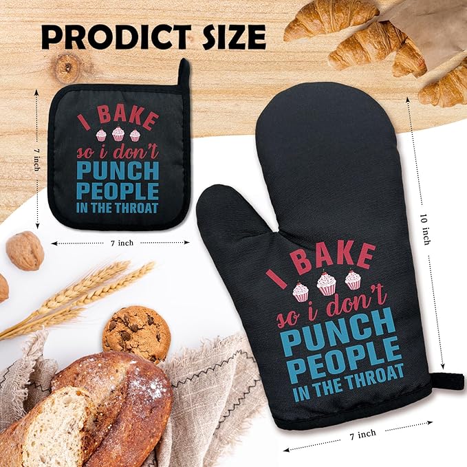 ZHANTUONE I Bake So I Don't Punch People in The Throat Funny Heat Resistant - Image 2