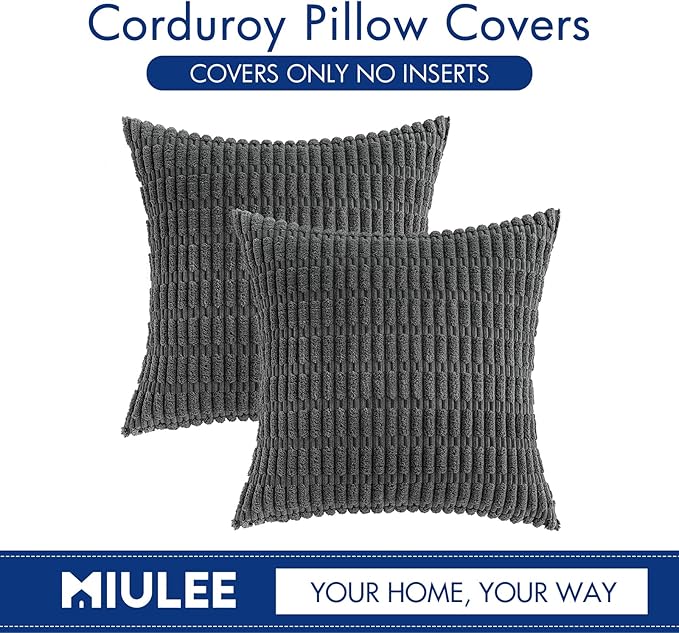 MIULEE Pack of 2 Corduroy Decorative Throw Pillow Covers 16x16 Inch Soft Boho - Image 6