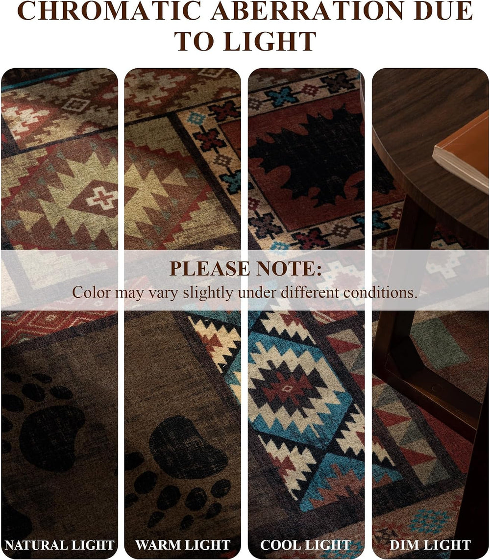YIHOUSE 10x14 Rustic Cabin Area Rugs for Living Room, Brown