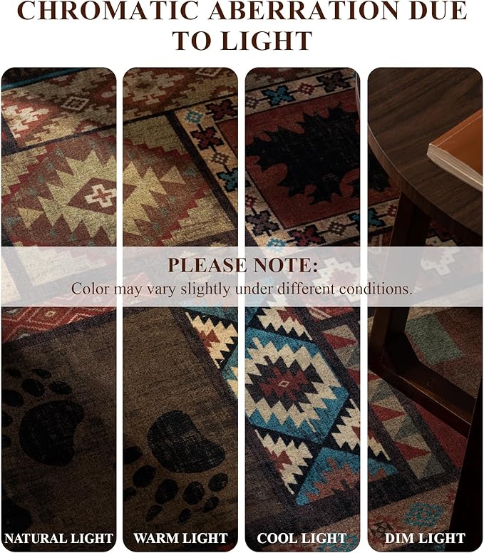 YIHOUSE Rustic Cabin Area Rug 8x10, Machine Washable Lodge Bear Rug, Non-Slip - Image 4