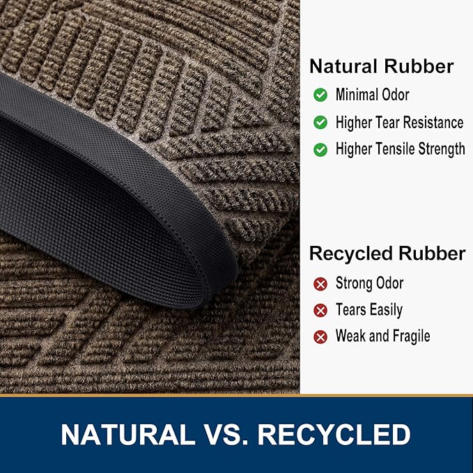 Smiry Front Door Mat Outside Entrance, Heavy Duty Sturdy Natural Rubber Doormat - Image 5