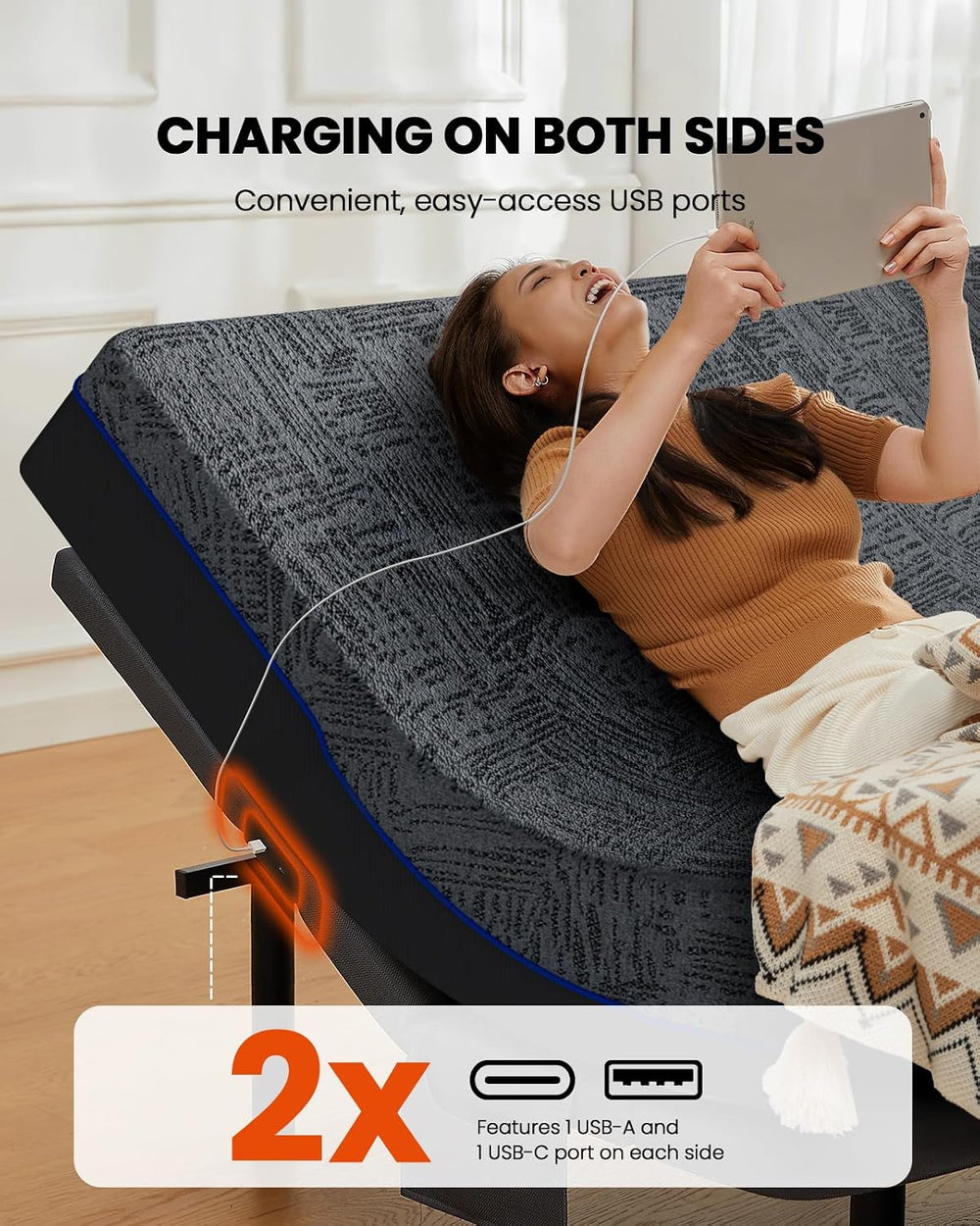Amada Full Adjustable Bed Frame and 12 Inch Cooling Gel Memory Foam Mattress ...