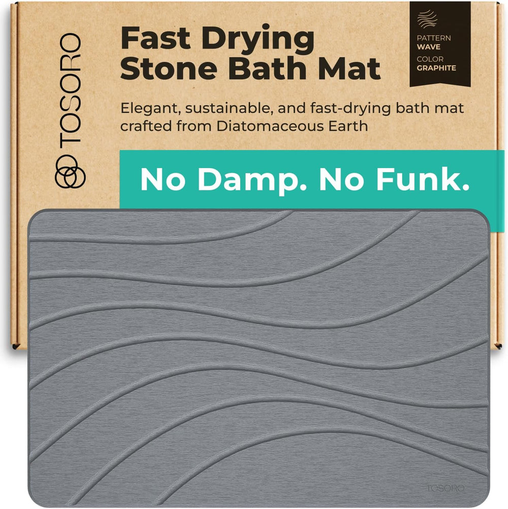 TOSORO - Stone Bath Mat Diatomaceous Earth Shower Mat Non-Slip Super Absorbent