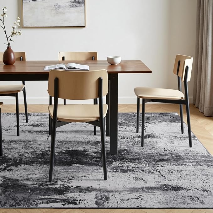 Toneed Abstract Area Rug Modern Washable Rug Soft Non Slip Rug Low Pile - Image 6