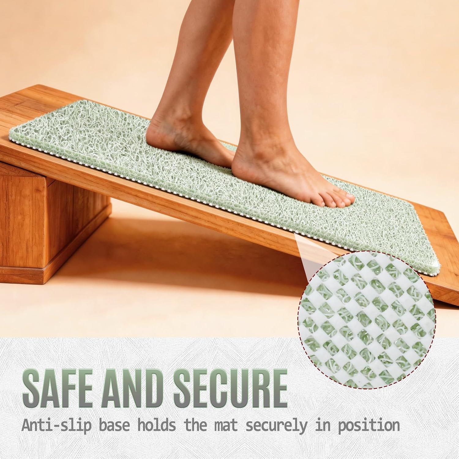 17 * 30in Shower Mat Bathtub Mat Non Slip | Bathmats Non Slip, Quick Drying Foot Scrubber Loofah Mats for Inside Shower, Tub, Bathroom, Home, Mint Green