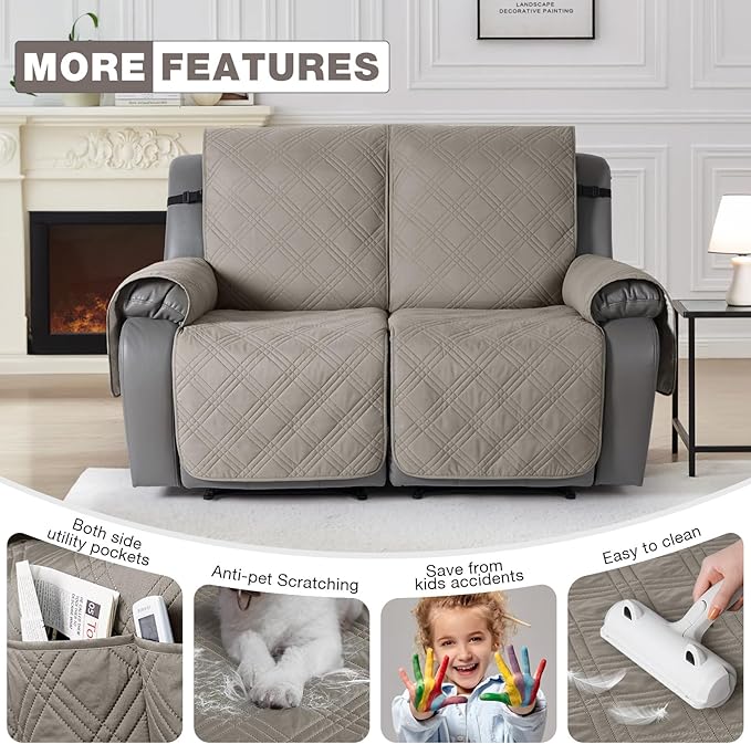TAOCOCO 100% Waterproof Loveseat Recliner Cover, Non Slip Split Recliner Couch - Image 6