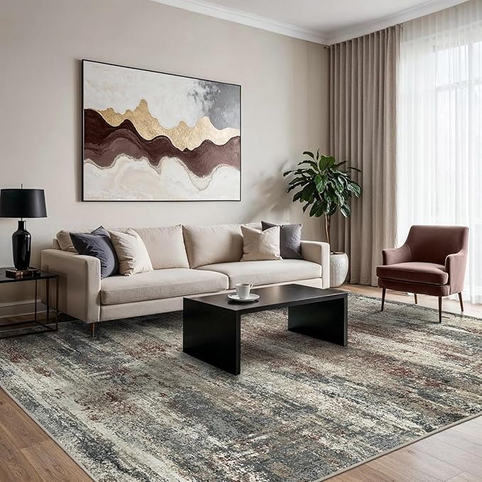 Area Rugs 5x7 for Living Room Bedroom, Modern Abstract Machine Washable Rug - Image 2