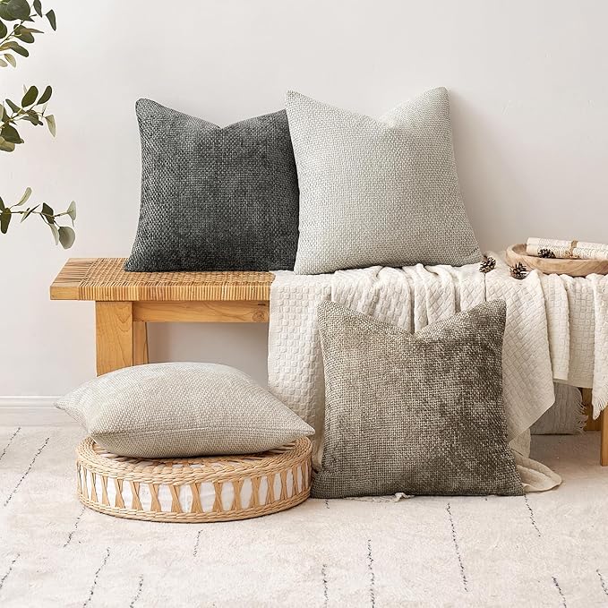 MIULEE Pack of 2 Couch Throw Pillow Covers 20x20 Inch Grey-White Modern Boho - Image 4
