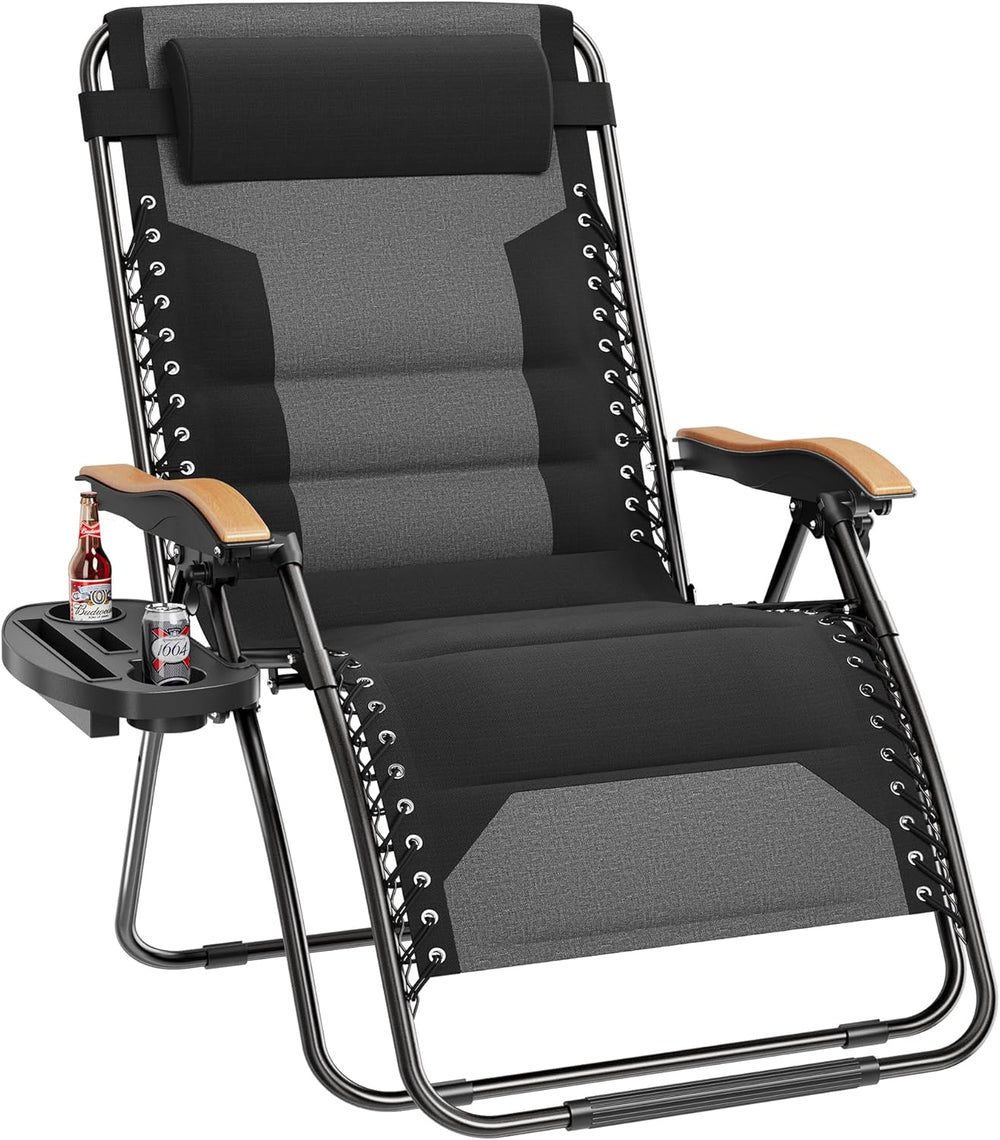 PHI VILLA XXL Oversized Padded Zero Gravity Chair, Foldable Patio Recliner, 3...