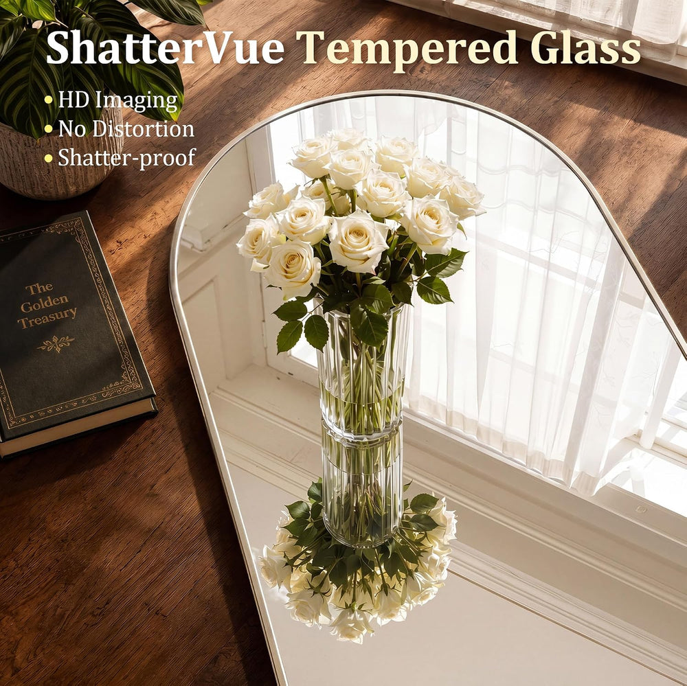 15"x 56" Over The Door Mirror, Arched Full Length Mirror with Floor...