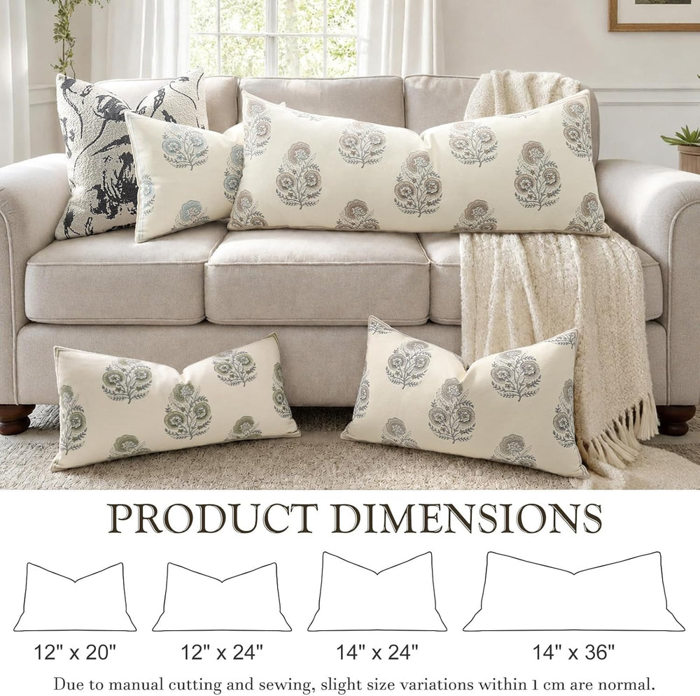 Vintage Floral 14x36 Lumbar Pillow Cover for Bed Pack of 1, Double-Sided Bota...