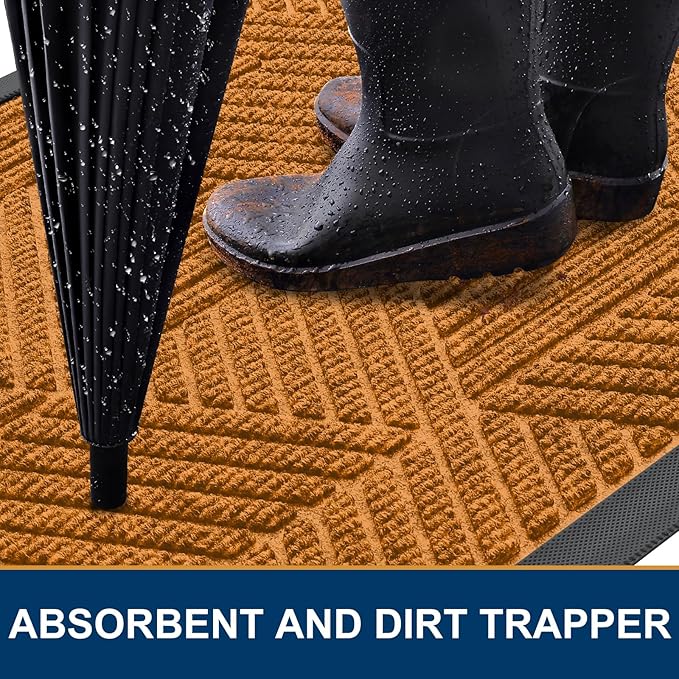 Smiry Front Door Mat Outside Entrance, Heavy Duty Sturdy Natural Rubber Doormat - Image 3