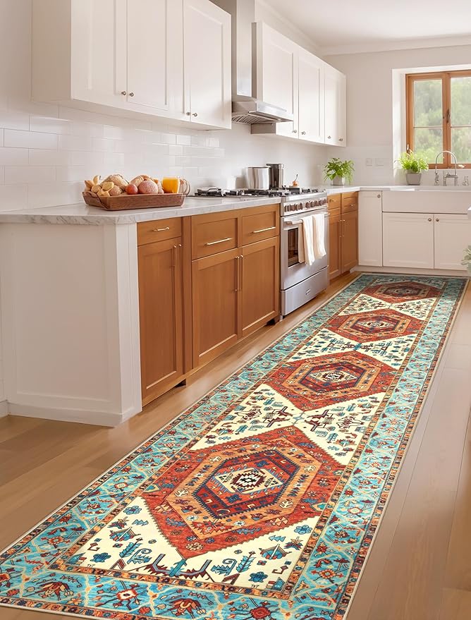 SERISSA Runner Rug for Hallways, Extra Long Boho Rug Ultra Soft Vintage Orange - Image 2