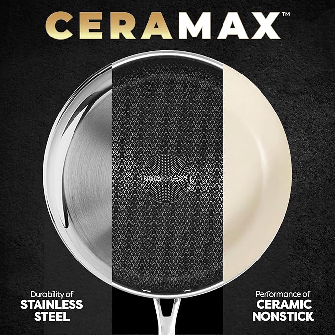 Gotham Steel Ceramax 12 Pcs Tri Ply Hybrid Stainless Steel Cookware Set - Image 2