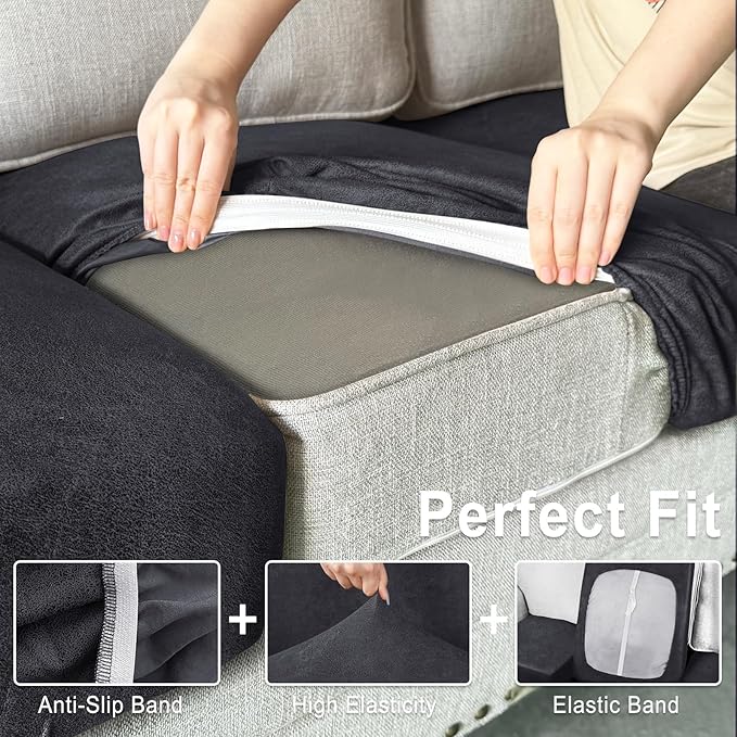 Leather Look Couch Cushion Covers Sofa Seat Slipcovers Sets Couches Furniture - Image 4