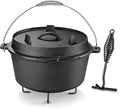 Velaze 10QT Camping Dutch Oven, Pre-Seasoned Cast Iron Camp Dutch Oven Pot by Velaze