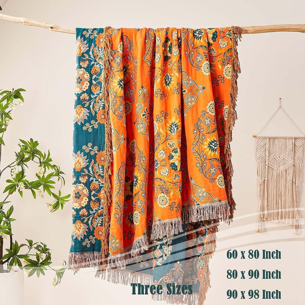 XIBLC Boho Throw Blanket, 100% Cotton Ultra Soft Luxury Throw Rustic Quilt, 6...