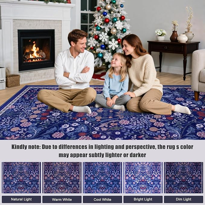 Entryway Rug 2X3 Small Rugs: Floral Washable Door Mat Vintage Soft Low Pile - Image 9