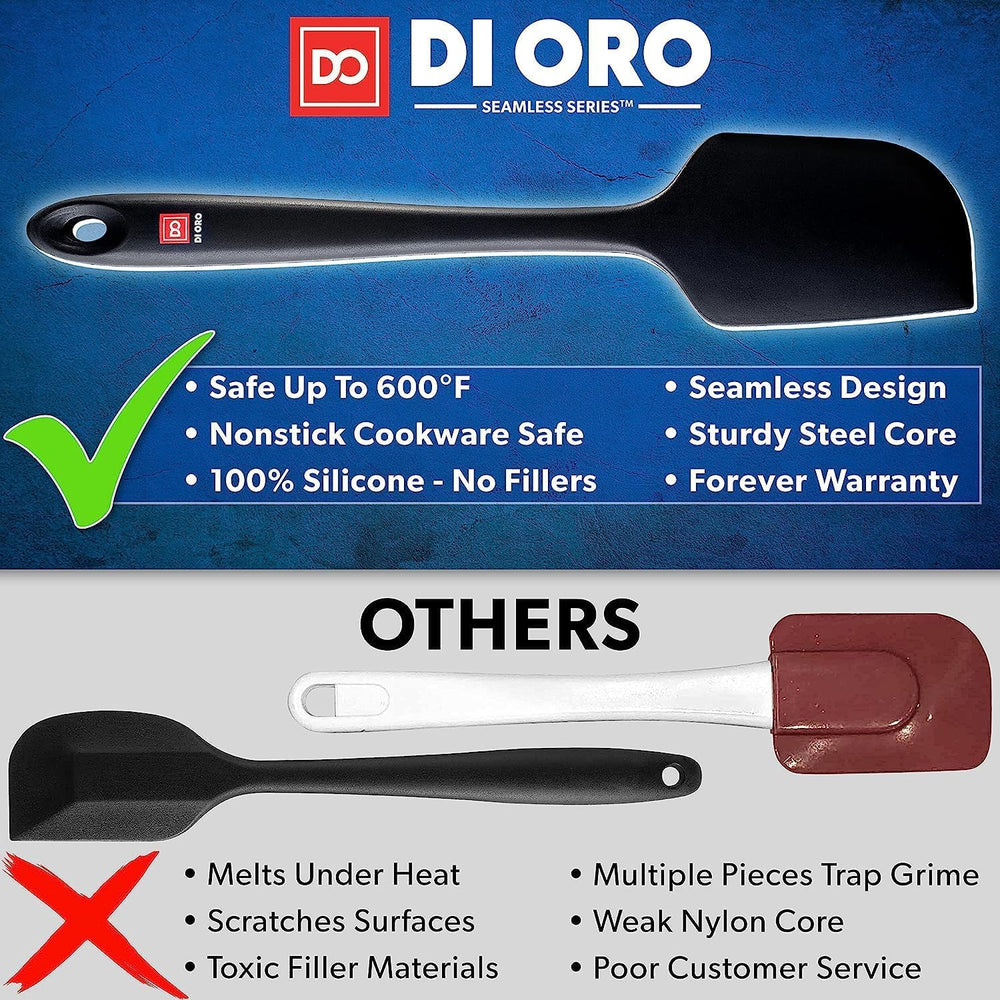 DI ORO Silicone Spatula Set - 600F Heat Resistant, 5-Pc Black