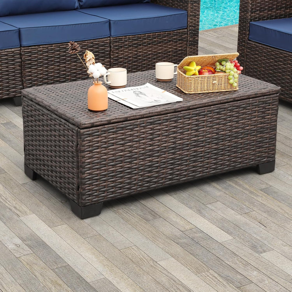 Rattaner Outdoor Table Patio Furniture All-Weather Patio Table Wicker Coffee ...
