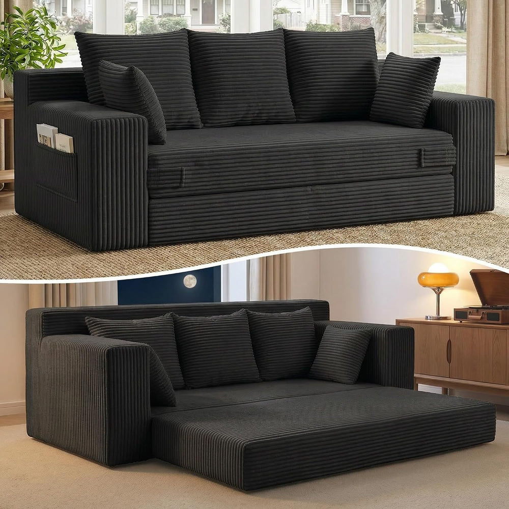 JUIKURY Boneless Couches 70 inch: 3-in-1 Convertible Sofa Bed Futon Couch Bed...