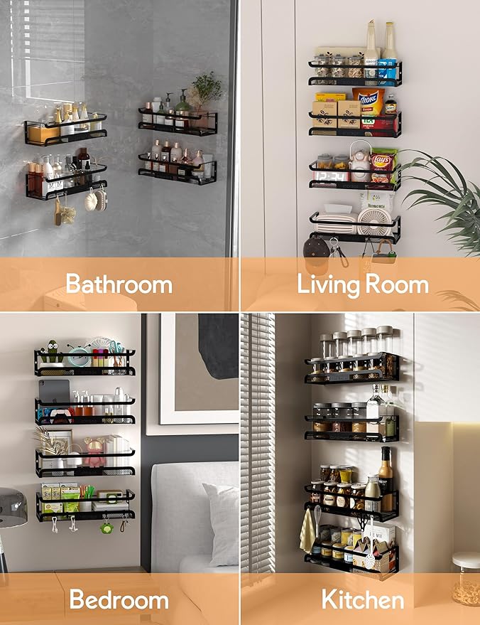 Spice Rack Wall Mount with Hooks - Image 9