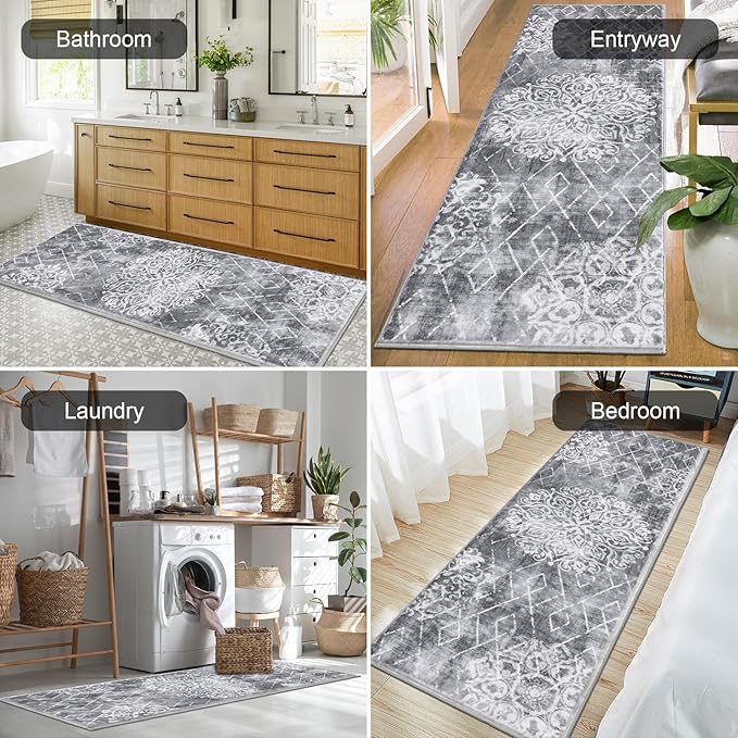 HEBE Hallway Runner Rug 2'x6' Washable Vintage Distressed Area Rugs Non Slip - Image 5