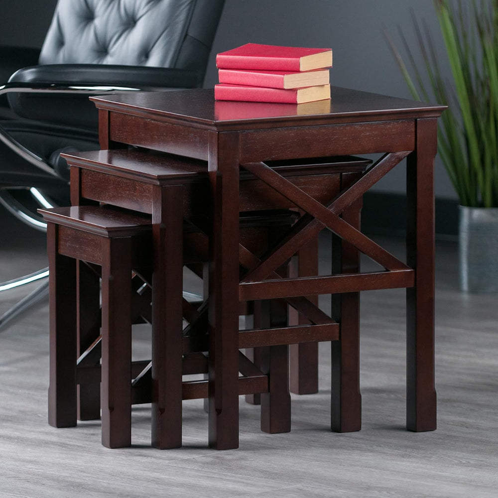 Winsome Xola Nesting Tables, Cappuccino | Small Square Coffee or End Table Se...
