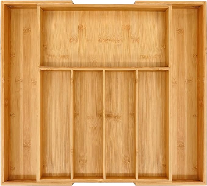 VaeFae Premium Bamboo Drawer Organizer, Expandable Silverware Drawer Organizer by VaeFaeDirect