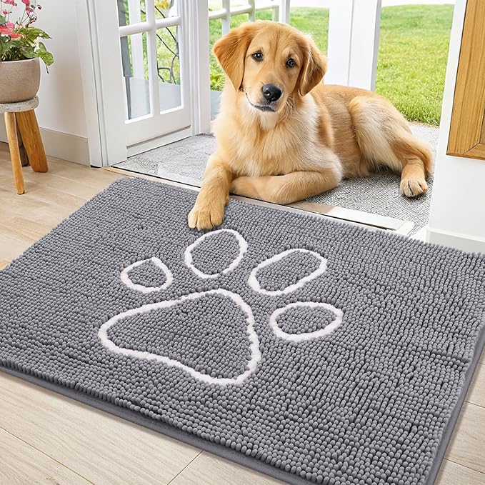 Smiry Dog Door Mat for Muddy Paws, Absorbent Dirt Trapper Non Slip Quick Dry by Smiry