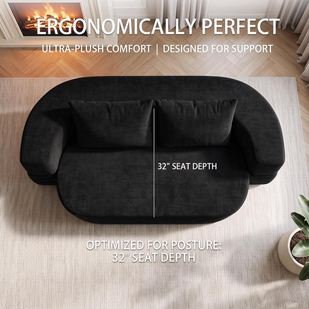 79" Convertible Futon Sofa Bed with Blanket, Loveseat Boneless Couch