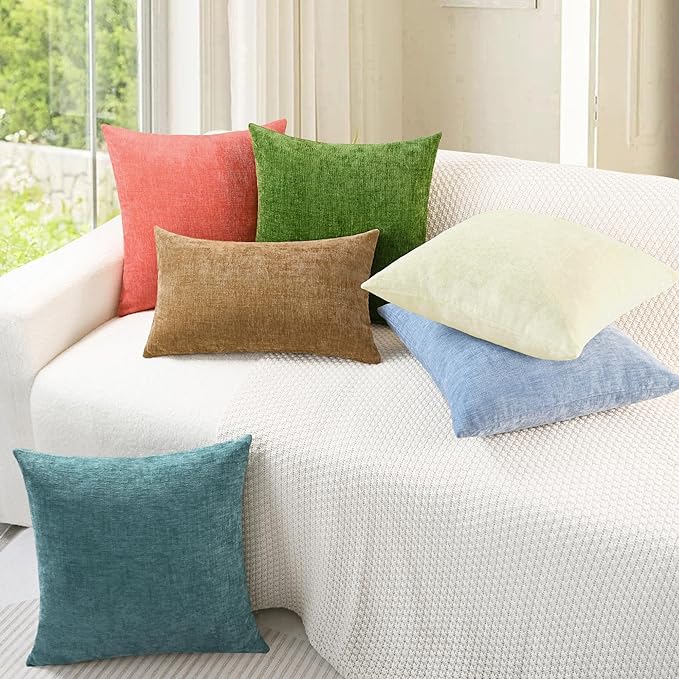 CaliTime Throw Pillow Covers Decorative 22 X 22 Inches Pack of 2 Cozy Chenille - Image 4