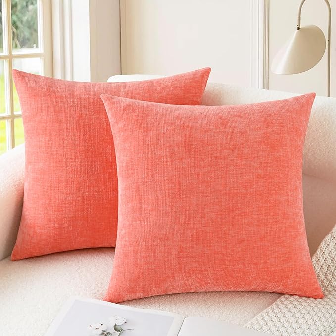 CaliTime Throw Pillow Covers Decorative 26 X 26 Inches Pack of 2 Cozy Chenille by CaliTime