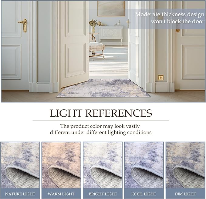 Washable Area Rugs 6'x9' Non-Slip Modern Abstract Soft - Image 3