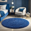 Ophanie Blue Round Rug 4Ft Circle Area Rug, Boys Room Decor, Fluffy Fuzzy Plush by Ophanie