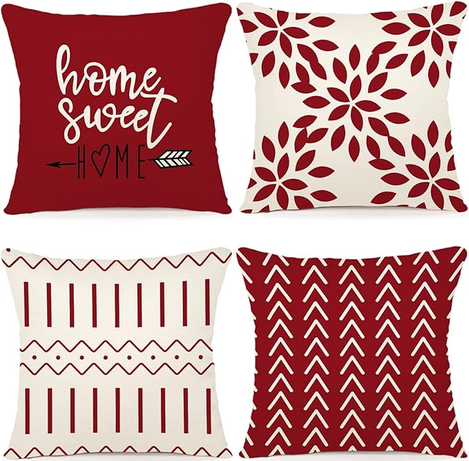 YCOLL Christmas Pillow Covers 16x16 Set of 4, Modern Sofa Throw Pillow Cover by PillowCoversExpert