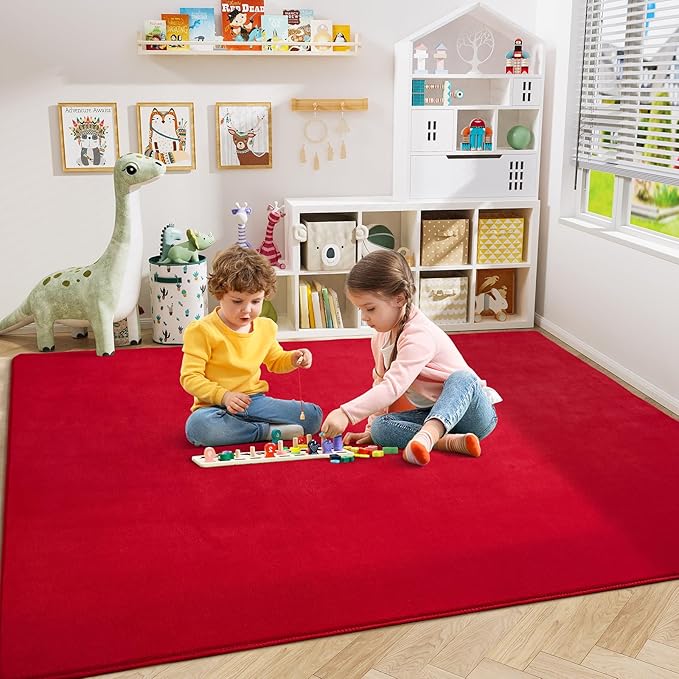 Amearea Large Modern Area Rugs for Bedroom Living Room, 5x8 Feet Red Thickened - Image 3