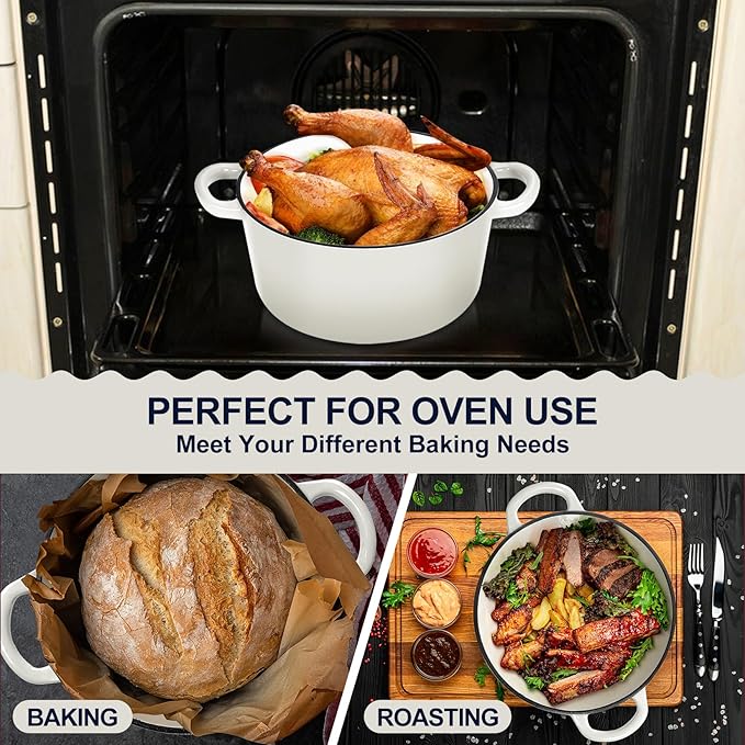 P&P CHEF 6QT Enameled Dutch Oven, Cast Iron Dutch Oven Pot - Image 7