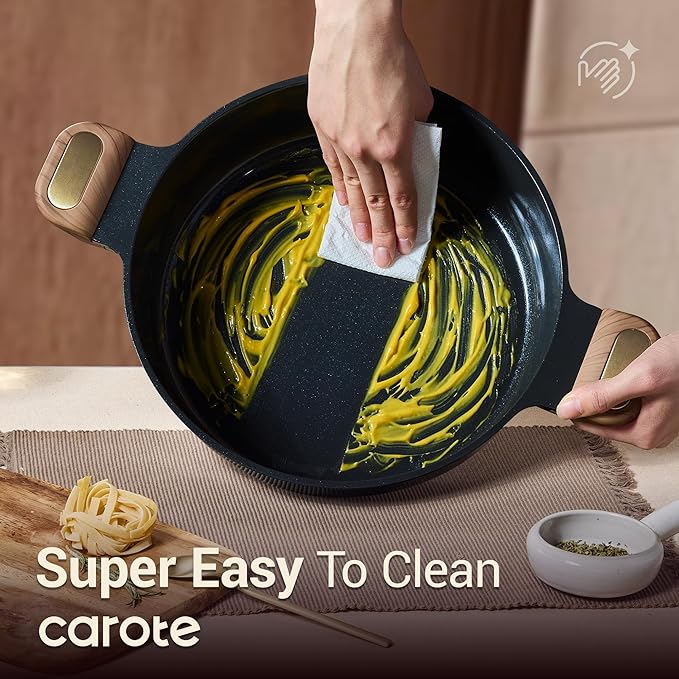 CAROTE 4.5Quart Stock Pot with Lid, Non Toxic Ceramic Soup Pot, Nonstick - Image 4