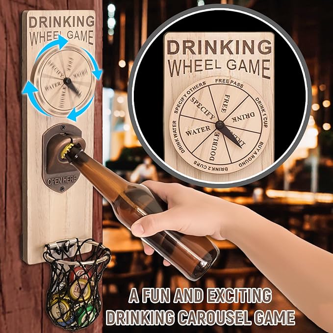 Magnetic Bottle Openers with Catcher, Wall Mounted Wooden Beer Bottle Opener - Image 2