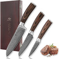 Wakoli EDIB 3-Piece Damascus Kitchen Knife Set in Wooden Gift Box, Razor Sharp by Wakoli