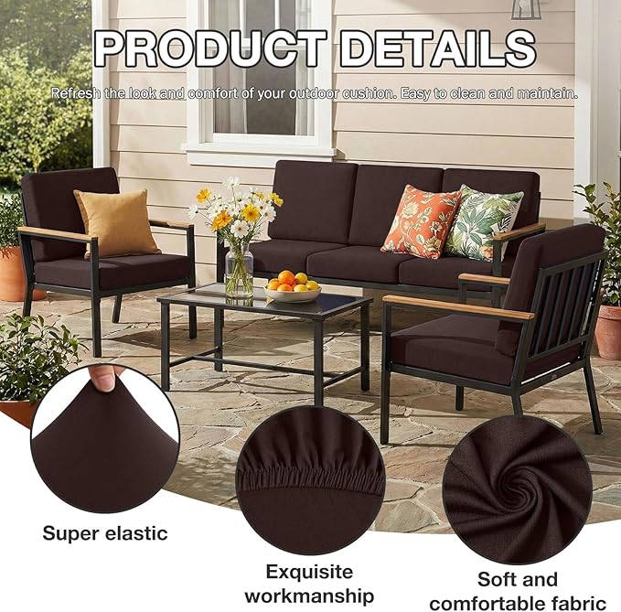 hyha 12Pcs Patio Cushion Covers, Stretch Outdoor Couch Cushion Covers - Image 3