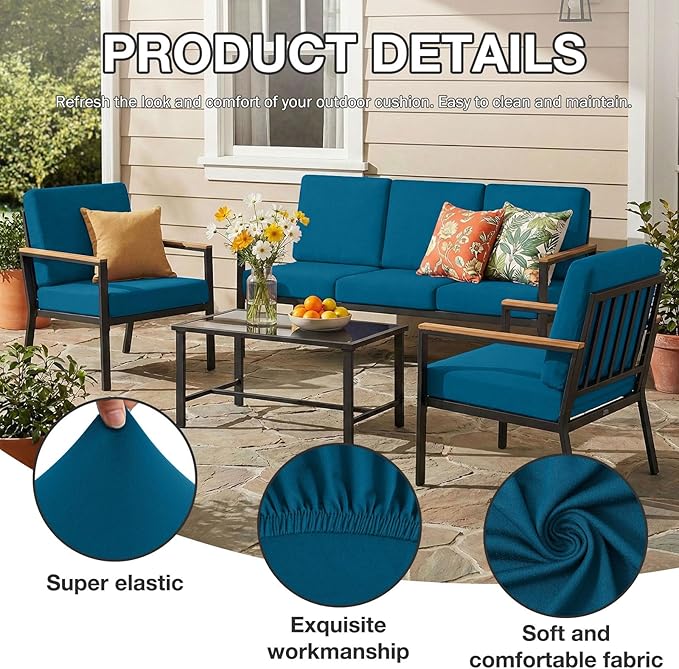 hyha 12Pcs Patio Cushion Covers, Stretch Outdoor Couch Cushion Covers, Washable - Image 3
