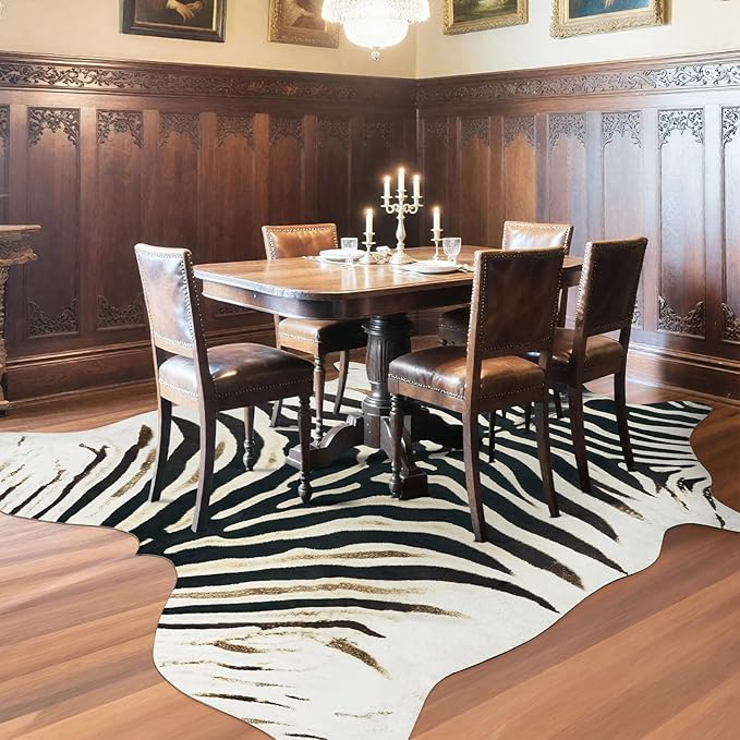 AROGAN Western Faux Fur Zebra Rug, 5.2x6.3 Feet Premium Animal Skin Print Rug - Image 6