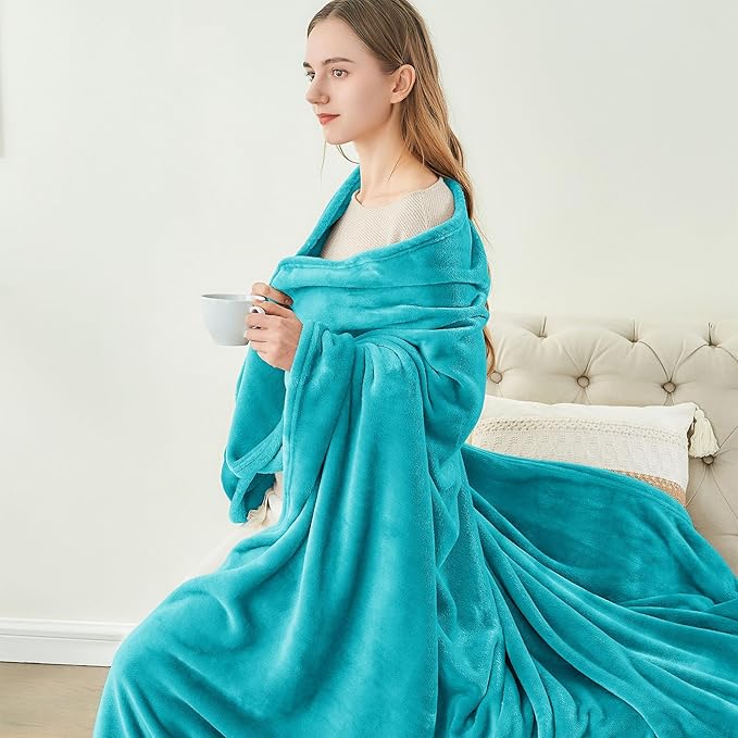 BEDELITE Fleece Blanket Teal Throw Blanket - Image 4