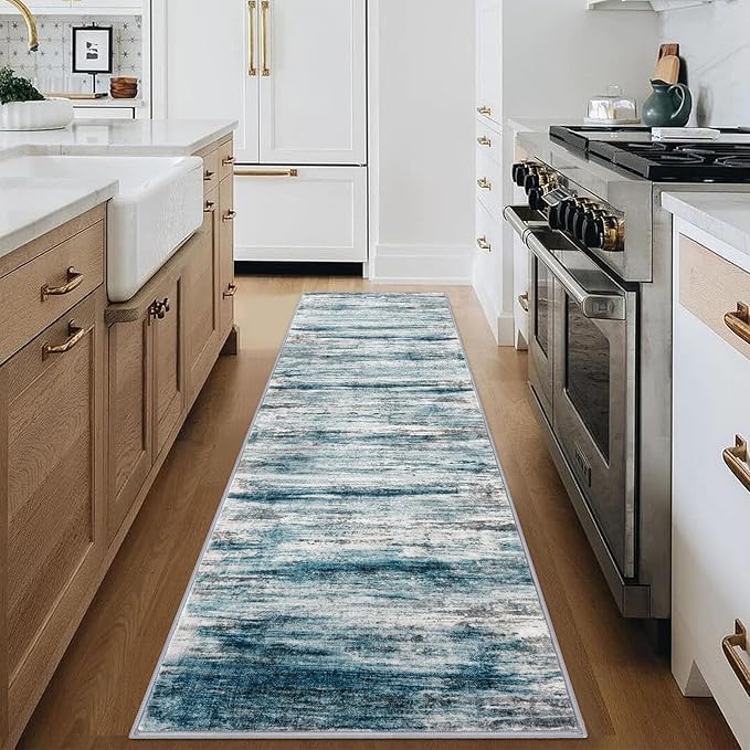 KOZYFLY Modern Abstract Hallway Runner Rug, 2.6x8 Washable Rug Runner Non-Slip - Image 3
